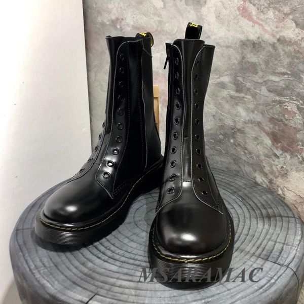 boots classic black fake shoelace hole lazy leather round toe side zipper ankle fashion winter ladies
boots classic black fake shoelace hole lazy leather round toe side zipper ankle fashion winter ladies