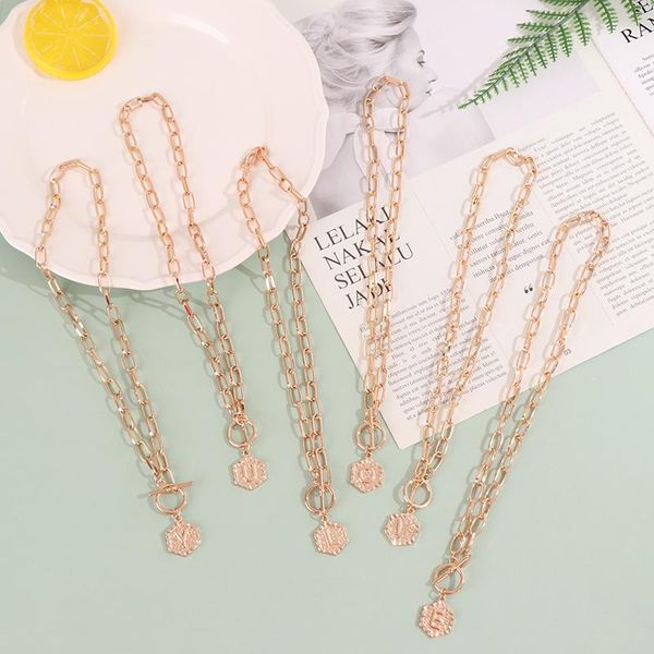 chokers 1 pc hexagon medal 26 letter necklace geometric buckle chain women's jewelry, Golden;silver
chokers 1 pc hexagon medal 26 letter necklace geometric buckle chain women's jewelry, Golden;silver
