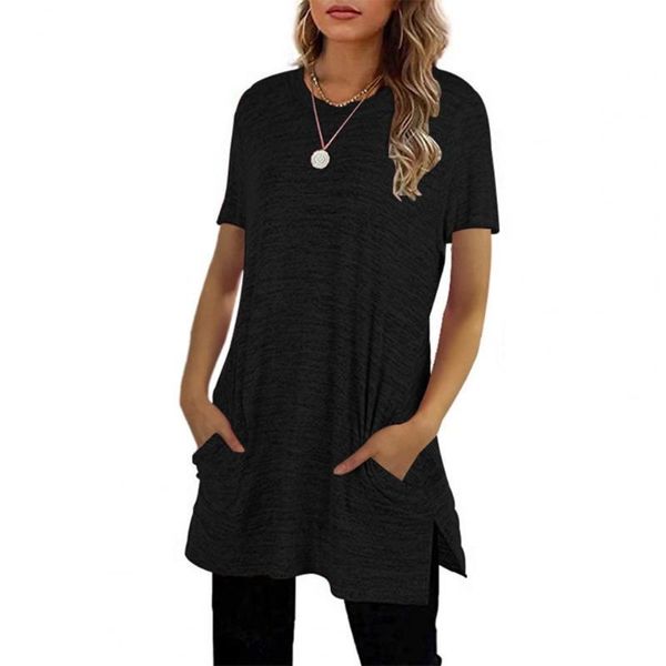 women's blouses & shirts autumn women blouse fashion solid color pockets round neck short sleeve streetwear, White
women's blouses & shirts autumn women blouse fashion solid color pockets round neck short sleeve streetwear, White