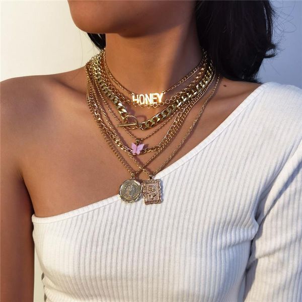 pendant necklaces simple fashion vintage butterfly circle multilayer gold color necklace party jewelry accessories for women, Silver
pendant necklaces simple fashion vintage butterfly circle multilayer gold color necklace party jewelry accessories for women, Silver