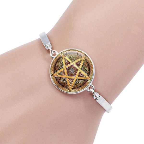 charm bracelets magic wicca pentagram glass cabochon bangle luck satanism occult star silver chain bracelet women men fashion jewelry, Golden;silver
charm bracelets magic wicca pentagram glass cabochon bangle luck satanism occult star silver chain bracelet women men fashion jewelry, Golden;silver
