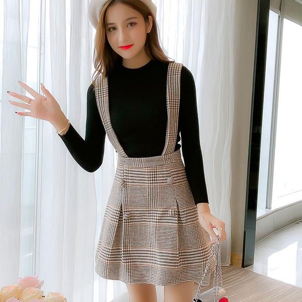 skirts korean mini suspender women autumn fashion pleated plaid a line skirt high waist zipper button saias feminino jupe femme, Black
skirts korean mini suspender women autumn fashion pleated plaid a line skirt high waist zipper button saias feminino jupe femme, Black