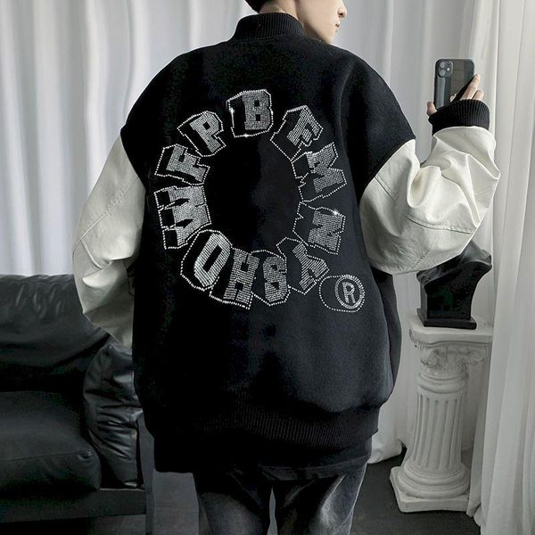 men's jackets 2021 winter padded jacket diamond embroidery baseball uniform men women street woolen hip hop attractive coat top, Black;brown
men's jackets 2021 winter padded jacket diamond embroidery baseball uniform men women street woolen hip hop attractive coat top, Black;brown