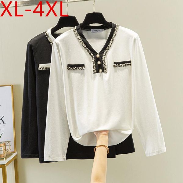plus size t-shirt missfansiqi women spring autumn v neck long sleeve patchwork cotton tees large loose casual 2xl 3xl 4xl, Black
plus size t-shirt missfansiqi women spring autumn v neck long sleeve patchwork cotton tees large loose casual 2xl 3xl 4xl, Black
