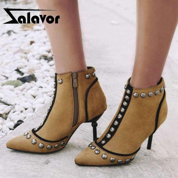boots zalavor trend women ankle rivets pointed toe thin high heels shoes autumn winter club punk footwear size 32-48, Black
boots zalavor trend women ankle rivets pointed toe thin high heels shoes autumn winter club punk footwear size 32-48, Black