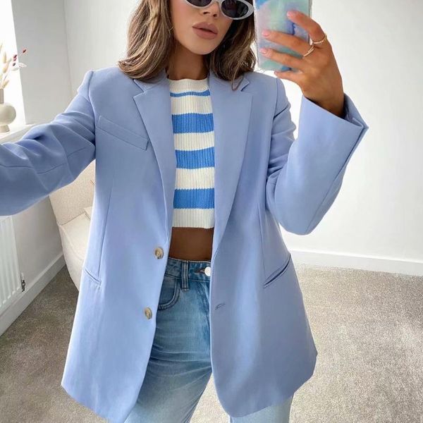 women's suits & blazers arrivals women solid candy blue blazer coat vintage notched collar pocket fashion female oversized casual chic, White;black
women's suits & blazers arrivals women solid candy blue blazer coat vintage notched collar pocket fashion female oversized casual chic, White;black