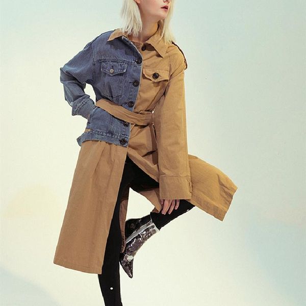 women's trench coats 2021 autumn women cowboy stitching windbreaker female lace up outwear ladies single breasted coat girls long secti, Tan;black
women's trench coats 2021 autumn women cowboy stitching windbreaker female lace up outwear ladies single breasted coat girls long secti, Tan;black