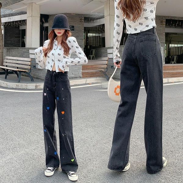 women's jeans guuzyuviz ink-splash embroidery love heart print woman high waist plus size denim pants casual loose straight wide leg, Blue
women's jeans guuzyuviz ink-splash embroidery love heart print woman high waist plus size denim pants casual loose straight wide leg, Blue