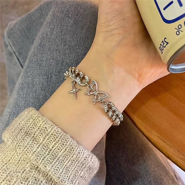 link, chain punk silver color star butterfly crystal bracelet for women girl metal geometric charm adjustable bangles party jewelry, Black
link, chain punk silver color star butterfly crystal bracelet for women girl metal geometric charm adjustable bangles party jewelry, Black