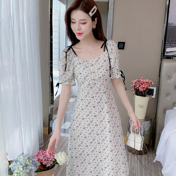 party dresses ly women's floral printed long dress french style v neck lace up short sleeved high waist slim for summer prom, White;black
party dresses ly women's floral printed long dress french style v neck lace up short sleeved high waist slim for summer prom, White;black
