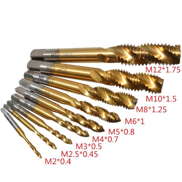 hand tools 9pcs spiral thread tap screw point m2-m12 tapping forming drill bits
hand tools 9pcs spiral thread tap screw point m2-m12 tapping forming drill bits