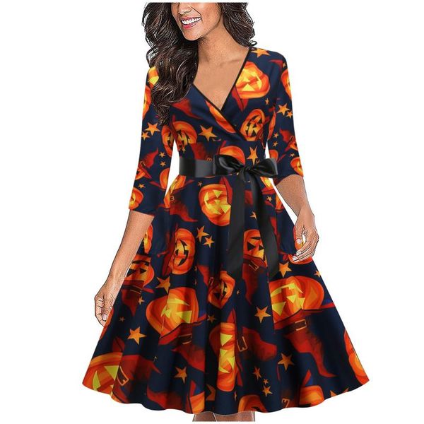 casual dresses women's halloween costumes cosplay women 3/4 sleeve pumpkin print swing dress elegant party fall for vestido, Black;gray
casual dresses women's halloween costumes cosplay women 3/4 sleeve pumpkin print swing dress elegant party fall for vestido, Black;gray