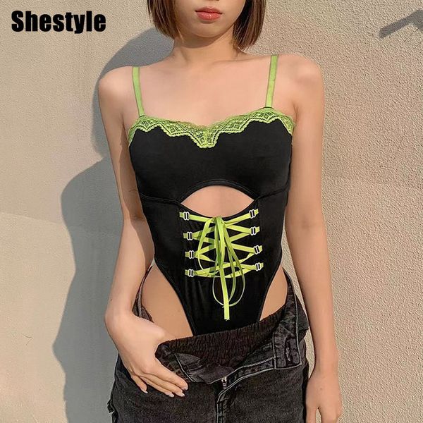 shestyle black spaghetti strap bodysuits women green lace up hollow out hole sleeveless stylish body clothes playsuitsin, Black;white
shestyle black spaghetti strap bodysuits women green lace up hollow out hole sleeveless stylish body clothes playsuitsin, Black;white