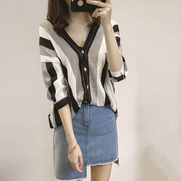 women's blouses & shirts women long sleeve womens and fashion striped print woman, White
women's blouses & shirts women long sleeve womens and fashion striped print woman, White