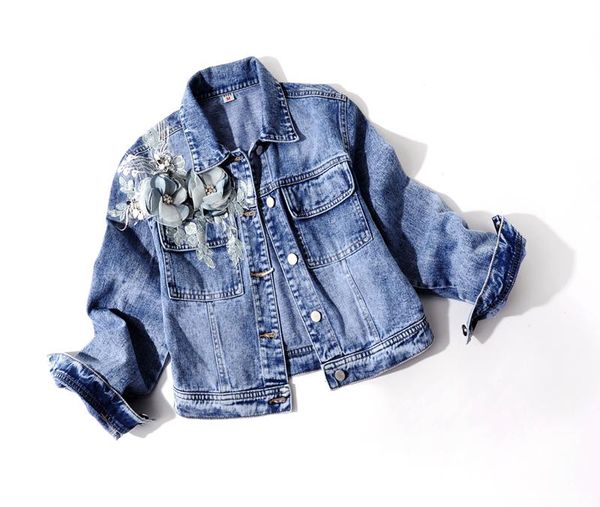women's jackets 2021 flower beading long sleeve fashion cropped denim jacket women coat chaqueta mujer, Black;brown
women's jackets 2021 flower beading long sleeve fashion cropped denim jacket women coat chaqueta mujer, Black;brown