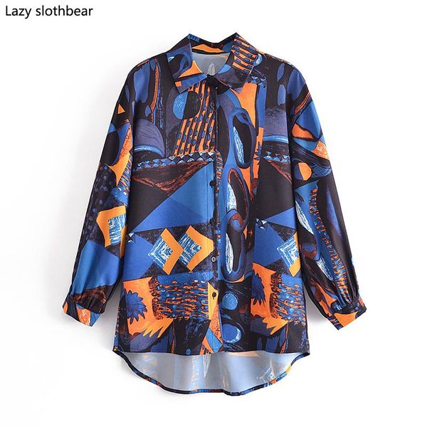 women's blouses & shirts spring and autumn graffiti print shirt long sleeve lapel wild trend blouse, White
women's blouses & shirts spring and autumn graffiti print shirt long sleeve lapel wild trend blouse, White