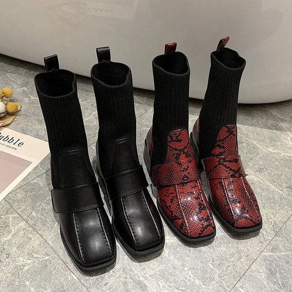 boots serpentine square toe pu tube fashion short autumn elegant knitting women's heel ankle for women botas, Black
boots serpentine square toe pu tube fashion short autumn elegant knitting women's heel ankle for women botas, Black