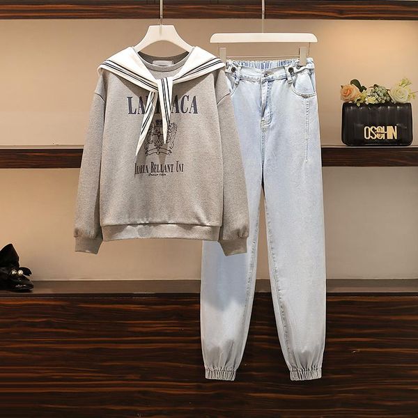women's two piece pants fashion jeans suit women casual 2 set spring autumn 2021 loose oversized shawl pullover sweatshirt wash sets, White
women's two piece pants fashion jeans suit women casual 2 set spring autumn 2021 loose oversized shawl pullover sweatshirt wash sets, White