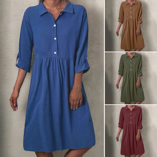 dresses 2021 vintage cotton shirts dress women's spring sundress casual long sleeve knee lenght vestidos female lapel button robe, Black;gray
dresses 2021 vintage cotton shirts dress women's spring sundress casual long sleeve knee lenght vestidos female lapel button robe, Black;gray