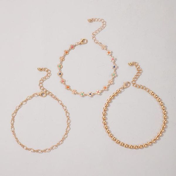 link, chain colorful flowers bracelets for women 3pcs/sets charming bead gold alloy metal adjustable jewelry gift 2021, Black
link, chain colorful flowers bracelets for women 3pcs/sets charming bead gold alloy metal adjustable jewelry gift 2021, Black