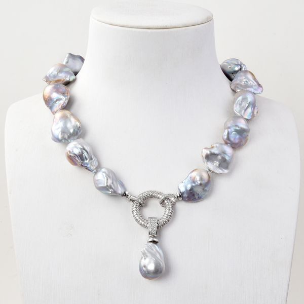 guaiguai jewelry natural grey baroque keshi pearl necklace cz pendant connector clasp real gems stone jewlery lady fashion jewellery, Silver
guaiguai jewelry natural grey baroque keshi pearl necklace cz pendant connector clasp real gems stone jewlery lady fashion jewellery, Silver
