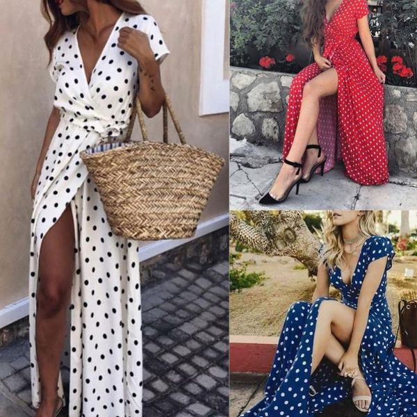 casual dresses summer women fashion beach party deep-v polka dot slits short sleeve maxi dress plus size robe longue, Black;gray
casual dresses summer women fashion beach party deep-v polka dot slits short sleeve maxi dress plus size robe longue, Black;gray