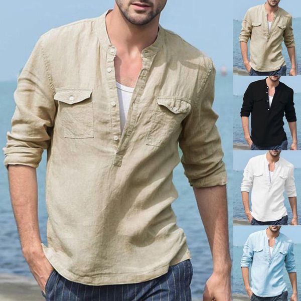 men's casual shirts men cotton linen shirt stand collar long sleeve pullover leisure button japanese basic camisa harajuku, White;black
men's casual shirts men cotton linen shirt stand collar long sleeve pullover leisure button japanese basic camisa harajuku, White;black