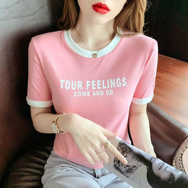 women's t-shirt summer casual letter printed short above the navel women t shirt cotton o neck sleeve female soft tees 2021, White
women's t-shirt summer casual letter printed short above the navel women t shirt cotton o neck sleeve female soft tees 2021, White