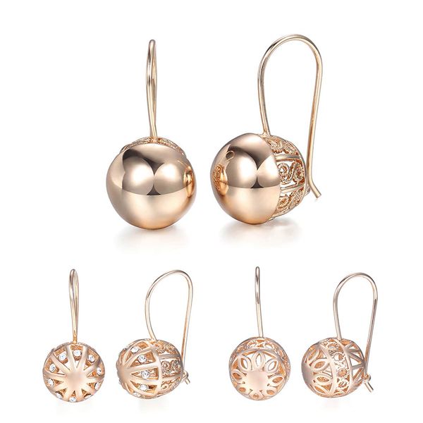 3 pairs/set cut out ball for women girl 585 rose gold elegant earrings set party wedding jewelry gift gem01, Golden
3 pairs/set cut out ball for women girl 585 rose gold elegant earrings set party wedding jewelry gift gem01, Golden