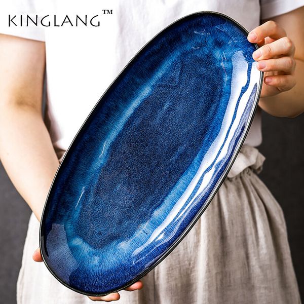 kinglang japanese kiln glazed blue long plate household steamed fish plate large dish color creative sushi plate
kinglang japanese kiln glazed blue long plate household steamed fish plate large dish color creative sushi plate