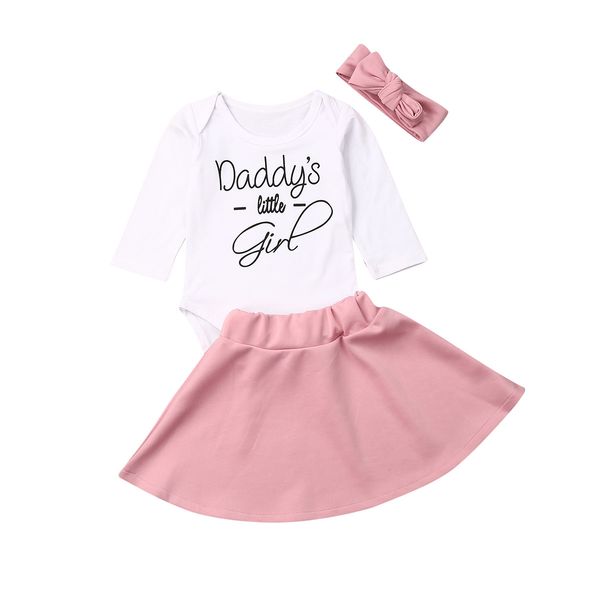 3pcs newborn baby girl autumn clothes sets letter print romper+pink a-line skirt headband outfits, White
3pcs newborn baby girl autumn clothes sets letter print romper+pink a-line skirt headband outfits, White