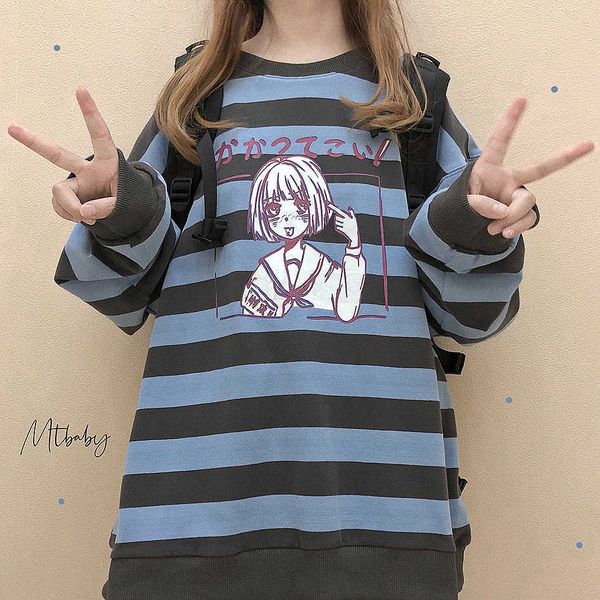 women's fur & faux harajuku kawaii anime crewneck women hoodie vintage striped graphic letter print sweatshirt long sleeve cartoon, Black
women's fur & faux harajuku kawaii anime crewneck women hoodie vintage striped graphic letter print sweatshirt long sleeve cartoon, Black