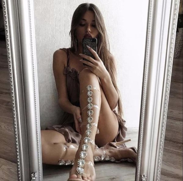 est bling women open toe rhinestone knee high gladiator boots cut-out clear crystal heel long dress shoes sandals, Black
est bling women open toe rhinestone knee high gladiator boots cut-out clear crystal heel long dress shoes sandals, Black