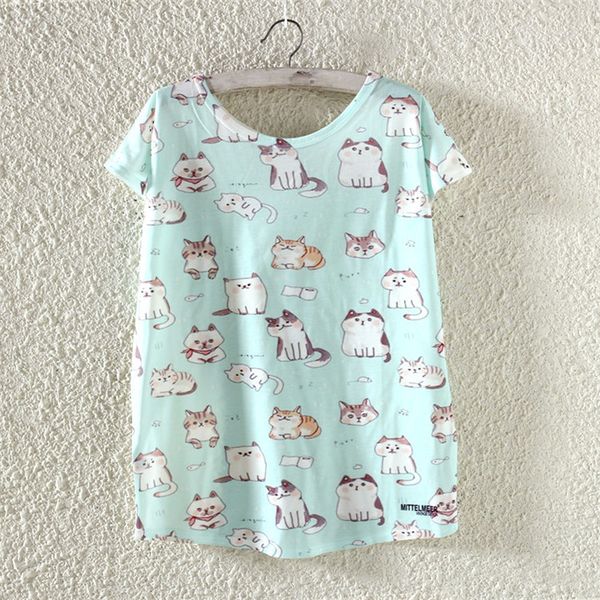 Cute Cat T-shirt Women Clothing Fashion Blouse Tops Ladies Loose Tee T-shirts, White
Cute Cat T-shirt Women Clothing Fashion Blouse Tops Ladies Loose Tee T-shirts, White