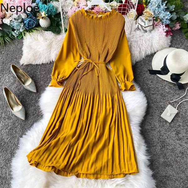 o neck long sleeve multicolor dress women high waist hip pleat a line vestido slim lace up ropa temperament 210422, Black;gray
o neck long sleeve multicolor dress women high waist hip pleat a line vestido slim lace up ropa temperament 210422, Black;gray