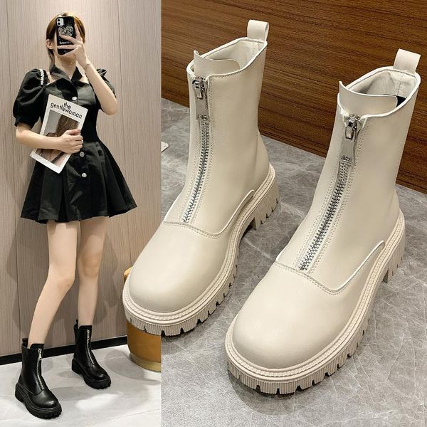 boots front zipper chunky platform women's solid black beige women round toe high heel ankle for eu 35-40
boots front zipper chunky platform women's solid black beige women round toe high heel ankle for eu 35-40