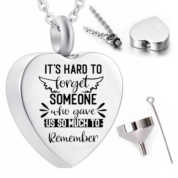 angel wing memorial pendant cremation jewelry urn-it's hard to torget someone who gave us so much to remember, Silver
angel wing memorial pendant cremation jewelry urn-it's hard to torget someone who gave us so much to remember, Silver