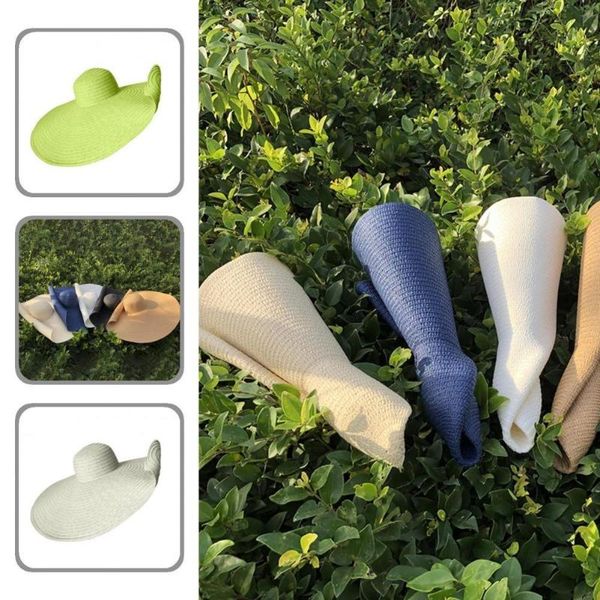 wide brim hats foldable skin-friendly solid color all match beach hat fashion accessories, Blue;gray
wide brim hats foldable skin-friendly solid color all match beach hat fashion accessories, Blue;gray