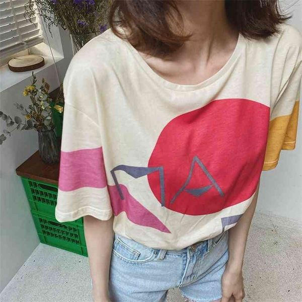 women t-shirt spring / summer new t-shirt fashion casual white cotton loose color printing short sleeve t-shirt 210324
women t-shirt spring / summer new t-shirt fashion casual white cotton loose color printing short sleeve t-shirt 210324