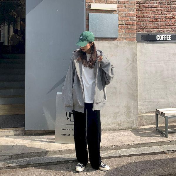 women's jackets 2021 autumn winter dark gray zipper hooded jacket women loose korean style plus velvet all-match clothing oversized, Black;brown
women's jackets 2021 autumn winter dark gray zipper hooded jacket women loose korean style plus velvet all-match clothing oversized, Black;brown