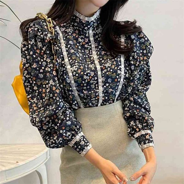 spring temperament blouse female stand-up collar lace stitching blusa loose puff sleeve full screen small floral shirt c317 210507, White
spring temperament blouse female stand-up collar lace stitching blusa loose puff sleeve full screen small floral shirt c317 210507, White