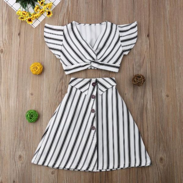 clothing sets 2pcs set kid girl clothes black white striped short sleeve v-neck button elastic high waist skirt outfits
clothing sets 2pcs set kid girl clothes black white striped short sleeve v-neck button elastic high waist skirt outfits