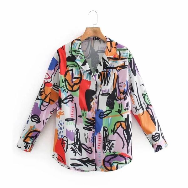 women's blouses & shirts spring women graffiti printing tailored collar shirt female long sleeve blouse casual lady loose blusas s8633, White
women's blouses & shirts spring women graffiti printing tailored collar shirt female long sleeve blouse casual lady loose blusas s8633, White