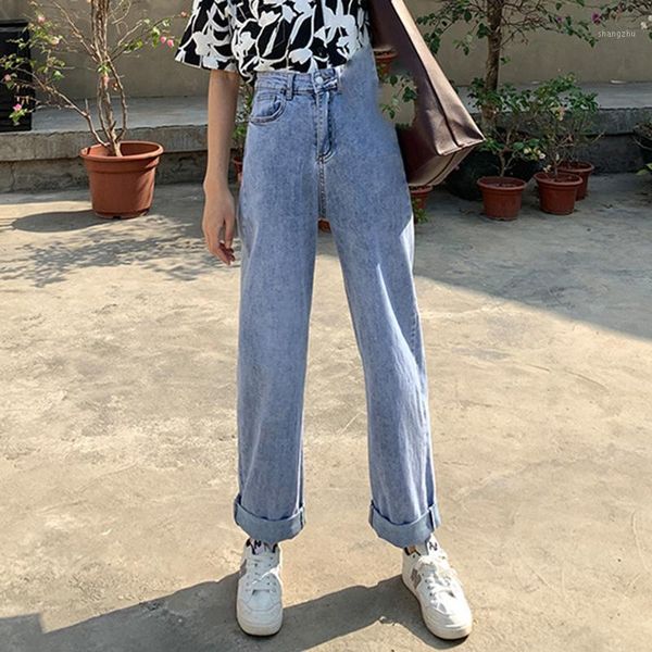 women's jeans spring and summer loose straight leg wide-leg beige old pants high waist lengthened women 2021, Blue
women's jeans spring and summer loose straight leg wide-leg beige old pants high waist lengthened women 2021, Blue