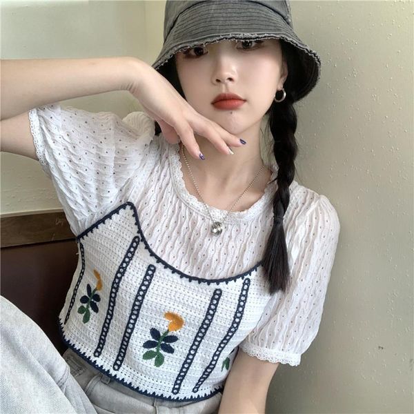 women's blouses & shirts summer crochet round neck white shirt fake two-piece splicing all-match short-sleeved
women's blouses & shirts summer crochet round neck white shirt fake two-piece splicing all-match short-sleeved