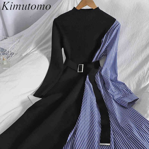 kimutomo elegant patchwork striped dresses women korea style female half turtleneck slim waist knitted vestido feminino 210521, Black;gray
kimutomo elegant patchwork striped dresses women korea style female half turtleneck slim waist knitted vestido feminino 210521, Black;gray