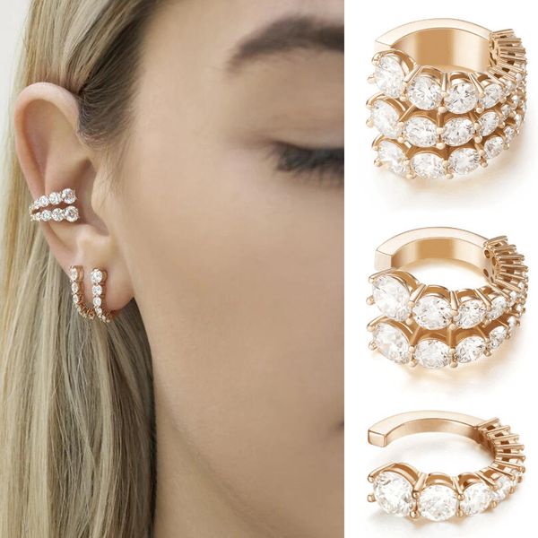 ear clips without pierced earrings women's simple and fashionable temperament metal earrings european american multi-layer diamond c-sh, Silver
ear clips without pierced earrings women's simple and fashionable temperament metal earrings european american multi-layer diamond c-sh, Silver