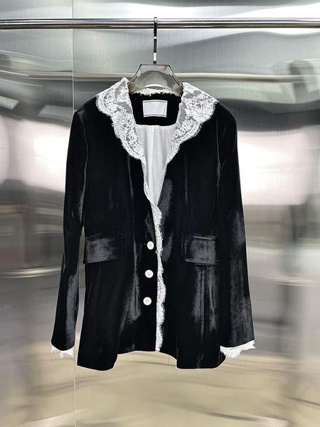women's jackets the 2021 contrast lace collar buttons velvet coat 1019, Black;brown
women's jackets the 2021 contrast lace collar buttons velvet coat 1019, Black;brown