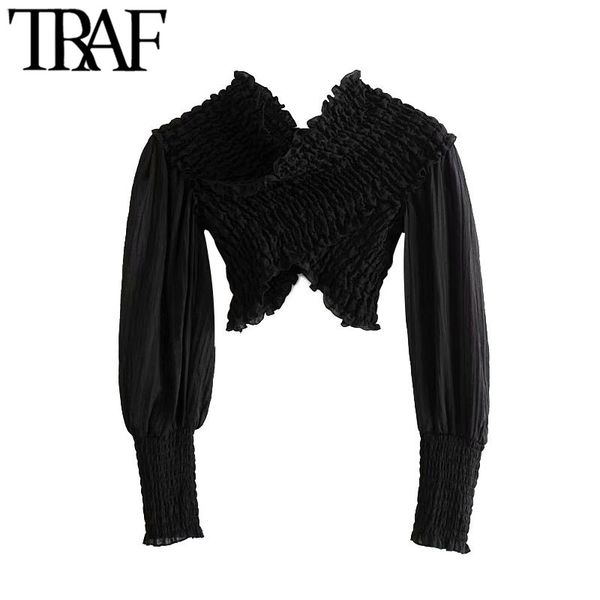 traf women fashion smocked elastic cropped blouses vintage crossover v neck long sleeve female shirts chic 210317, White
traf women fashion smocked elastic cropped blouses vintage crossover v neck long sleeve female shirts chic 210317, White