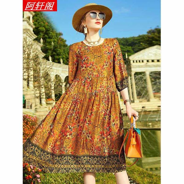 spring dress medium length printed women's 2021 fashion loose mulberry silk casual dresses, Black;gray
spring dress medium length printed women's 2021 fashion loose mulberry silk casual dresses, Black;gray
